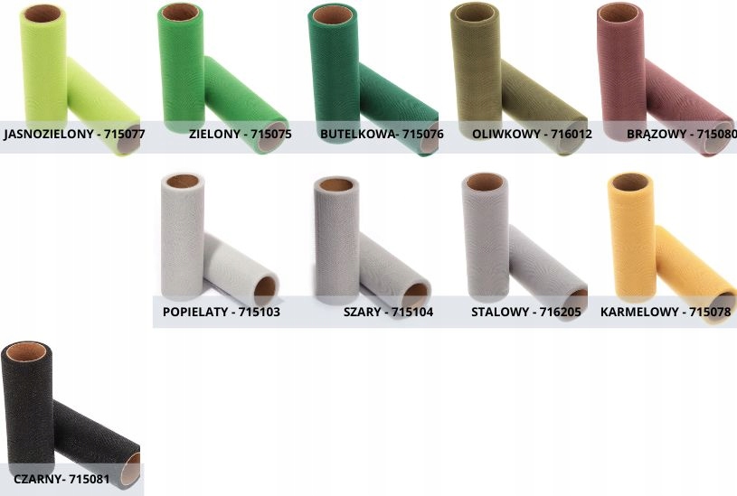 TIUL DEKORACYJNY NA ROLCE 15cm ZESTAW 10szt 90m do dekoracji ślub wesele Gramatura 13 g/m²