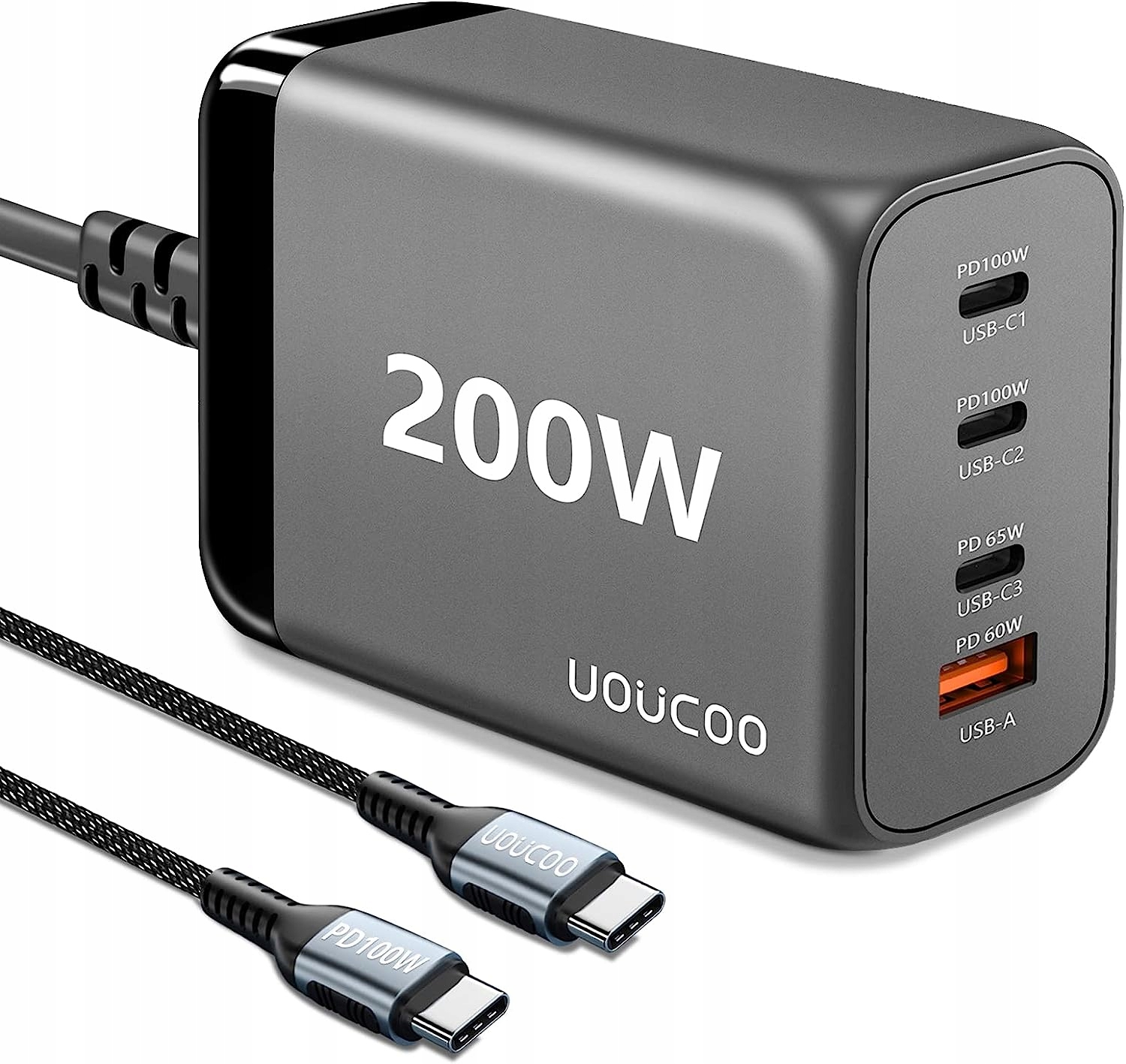 Ładowarka Uoucoo 200W 4 Porty 3X Usb-c Usb Y366