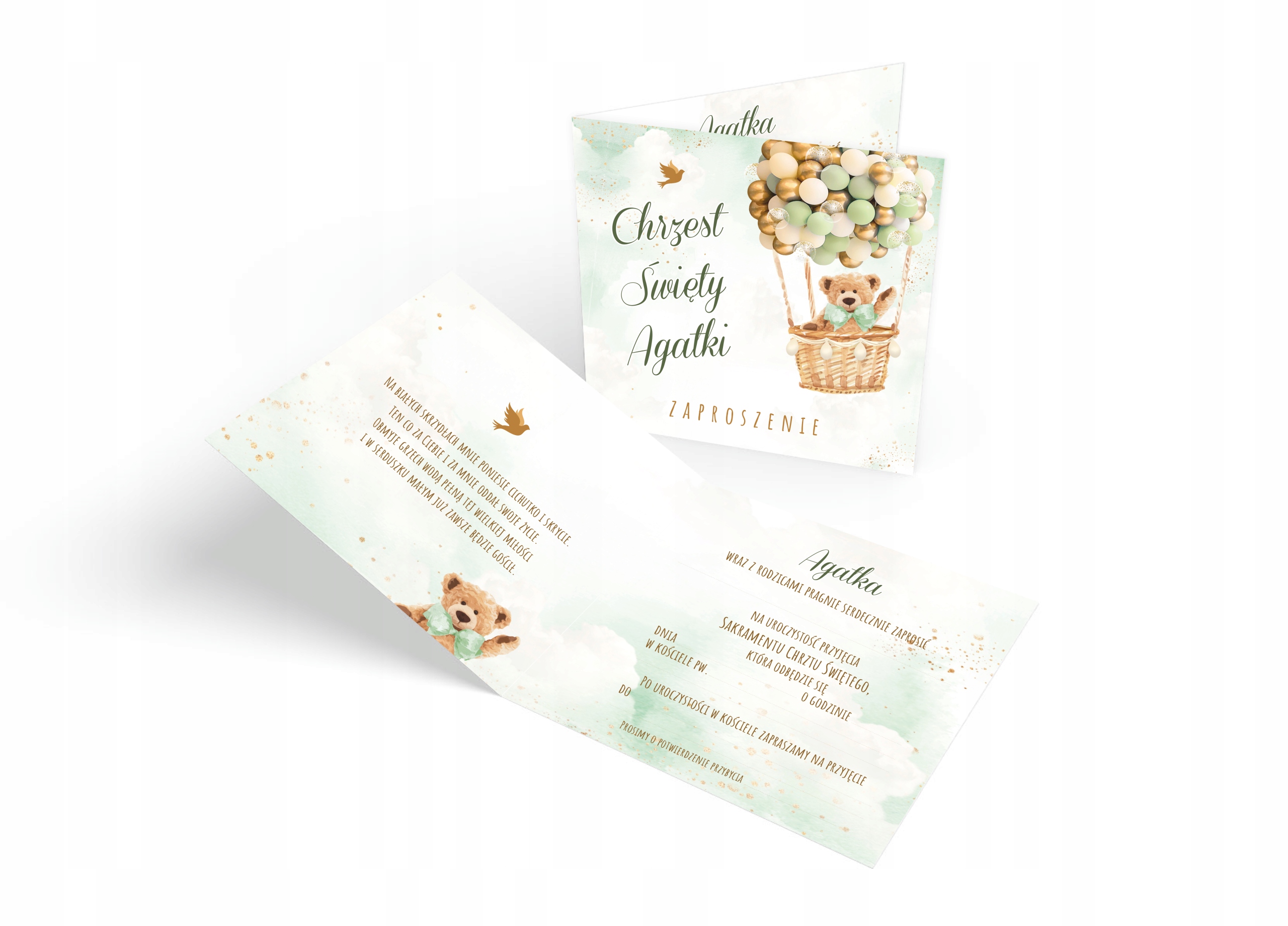 ZAPROSZENIA NA CHRZEST + IMIĘ + KOPERTA boho miś Wysokość produktu 14 cm