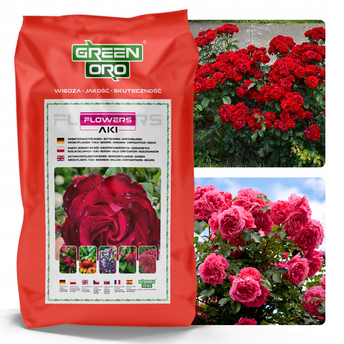 Jesenné hnojivo na ruže a záhradné záhonové kvety Oro Flowers Aki 24 kg