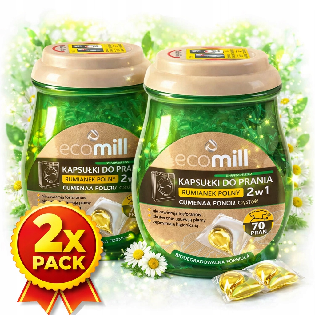 Ecomill Kapsle na praní Heřmánek 2x70 ks – ekologické, univerzální