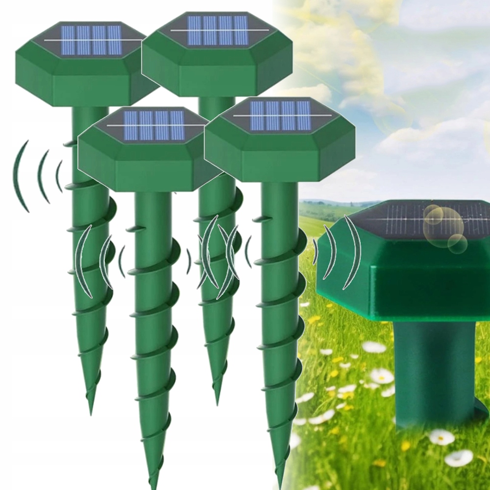 4x solární ultrazvukový odpuzovač krtků a krysů hlodavců IP65 23x6,5 cm