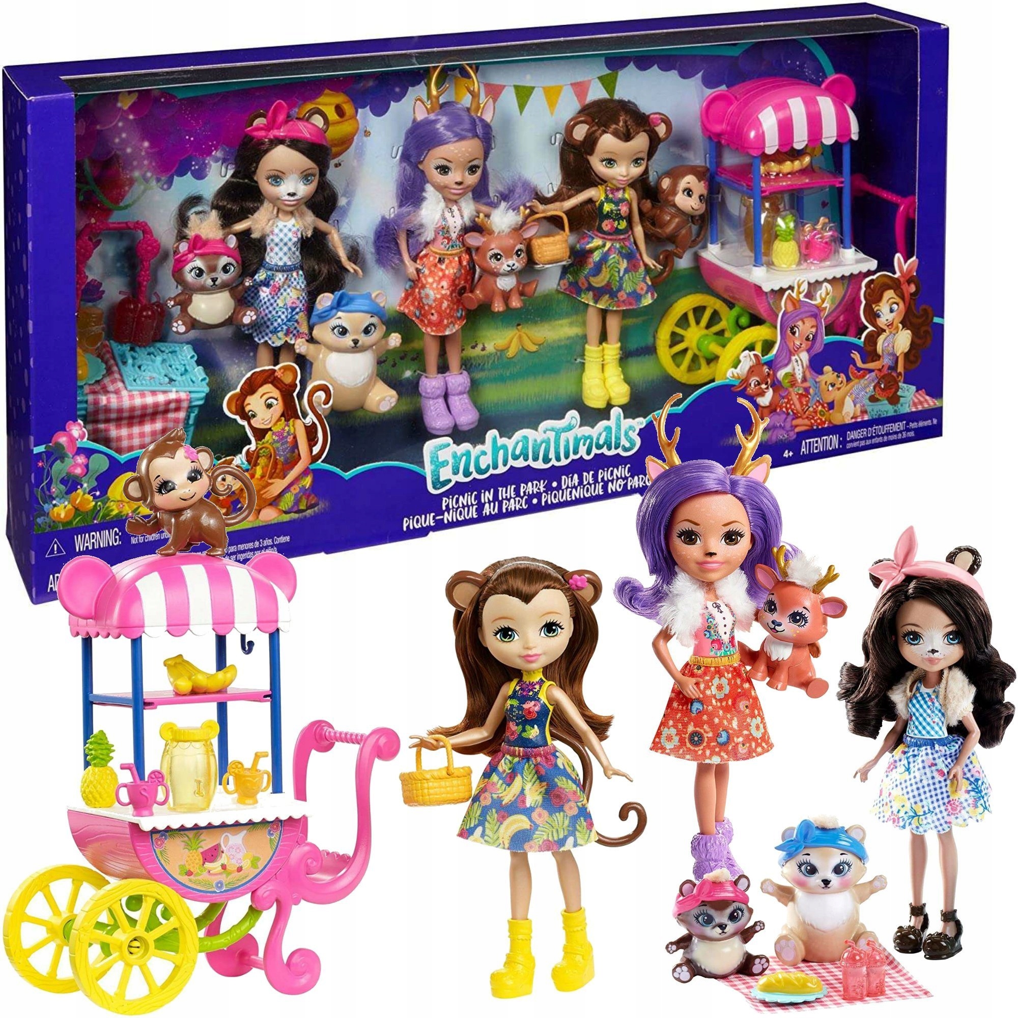 

Enchantimals Zestaw Piknik 3 Lalki 4 Zwierzątka
