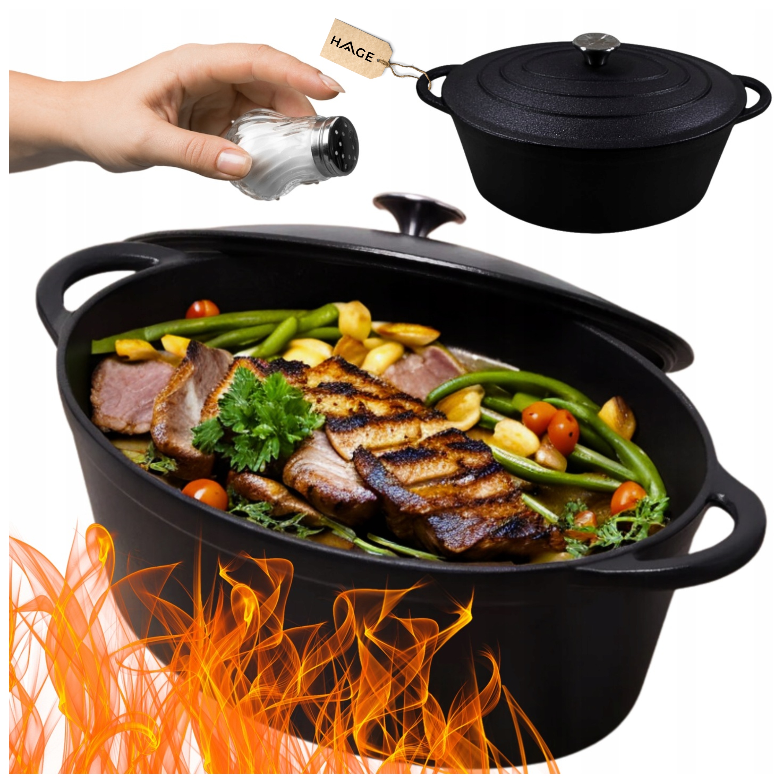 Pekáč Litinový Husík Velký Na Pečení 6,2 L Do Trouby Na Indukci