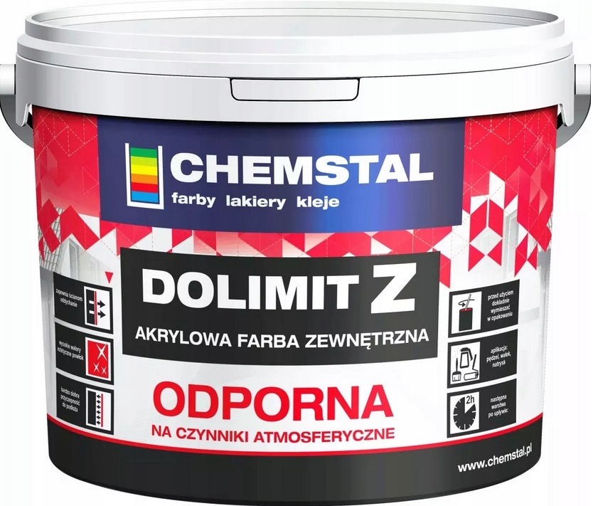 CHEMSTAL DOLIMIT Z AKRYLOWA FARBA NA ZEWNĄTRZ BUDYNKÓW BIAŁA 5L