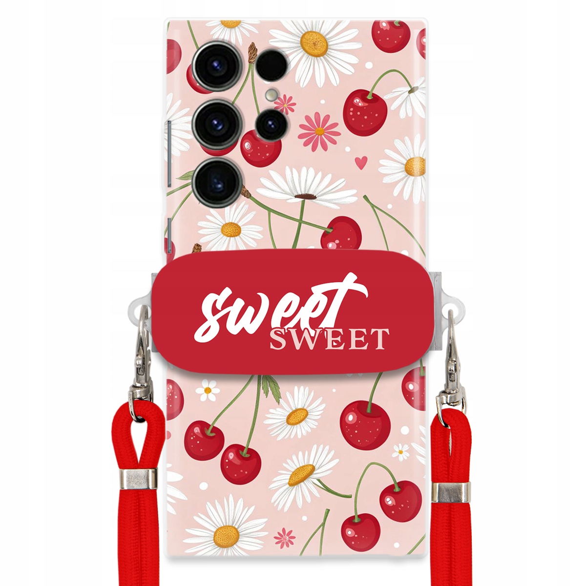 Puzdro pre Samsung S24 Ultra Červené vodítko držiak Sweet Sweet Kvet čerešne