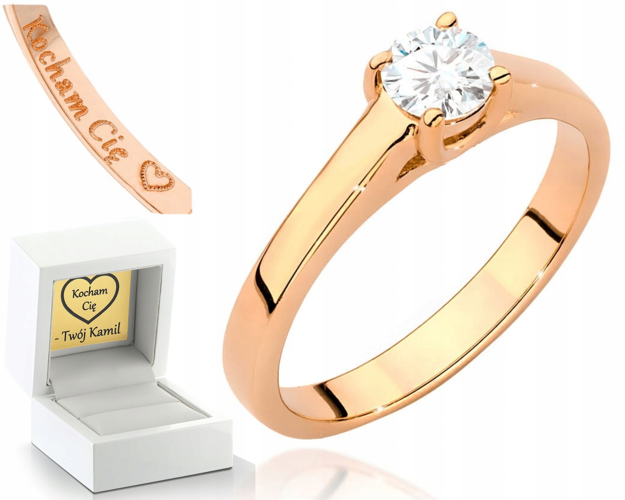 Růžové Zlato Prstýnek S Diamantem 585 Gravírování Bonus