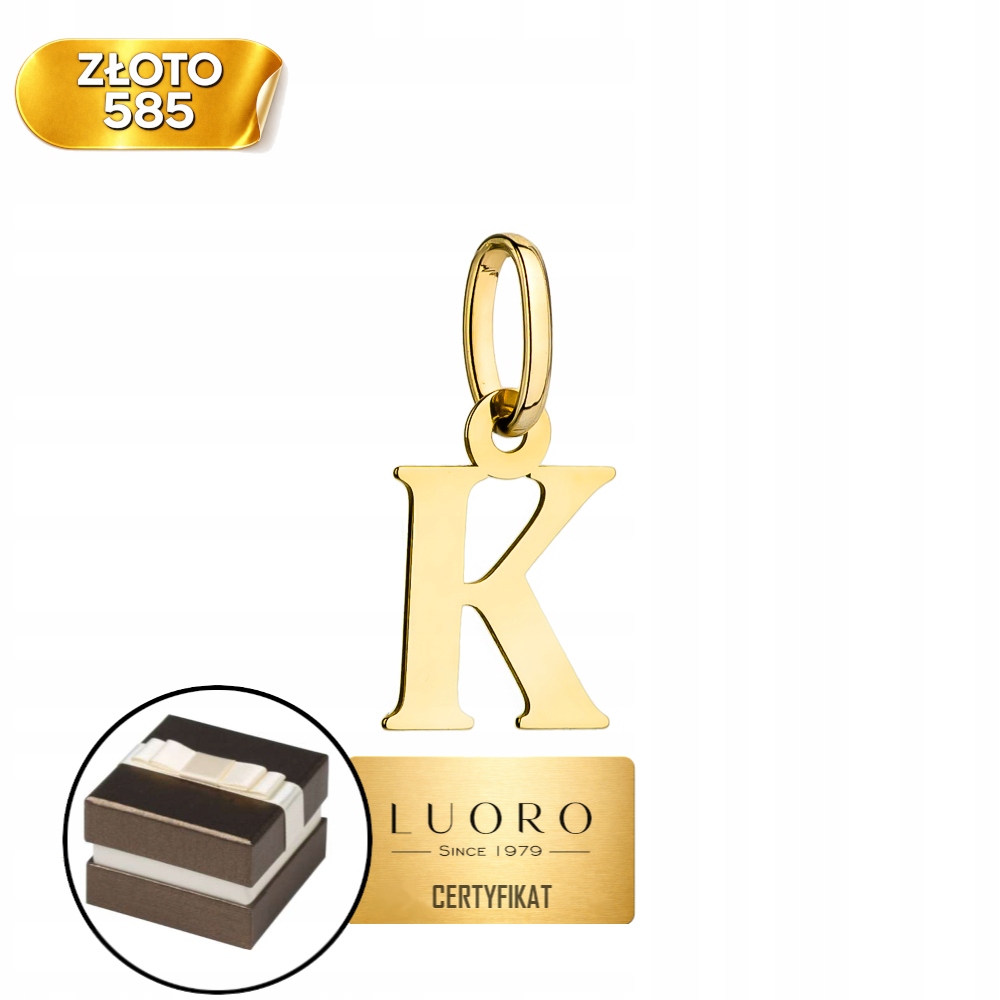 Zlatý Přívěsek 585 14K Písmenko K Žluté 17 MM Elegantní Klasika