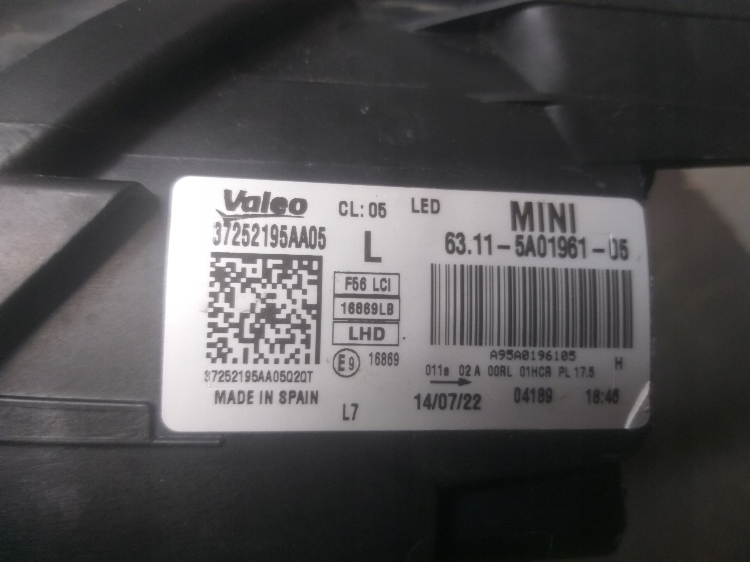light front left MINI COOPER F56 LIFT FULL LED 63115a01961-05