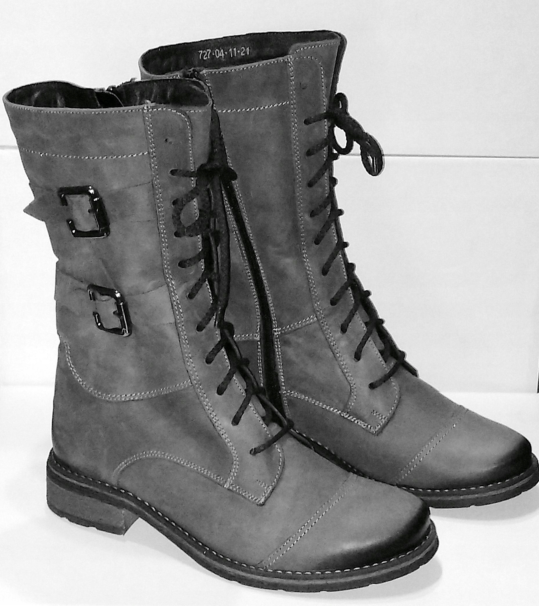 

Sznurowane Sztyblety Oficerki Glany Skóra Nat 727