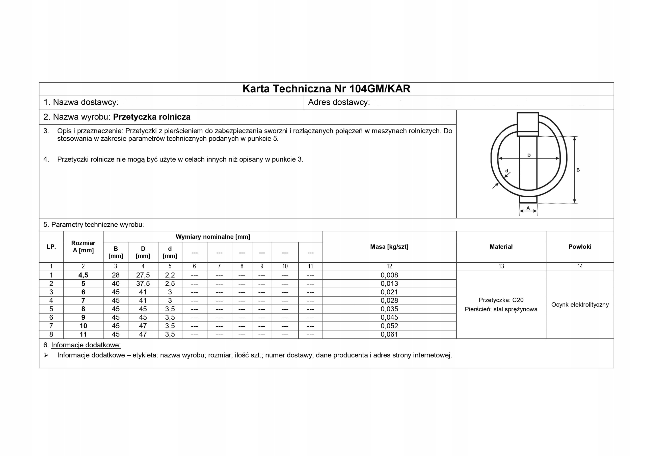 ZABEZPIECZENIE SWORZNIA ,BOLEC , ZAWLECZKA 11mm Marka inny