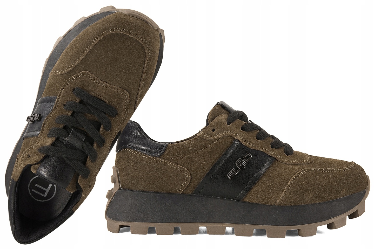 Filippo DP7983 Semišové Polobotky Tenisky Na Platformě Kožené khaki 38