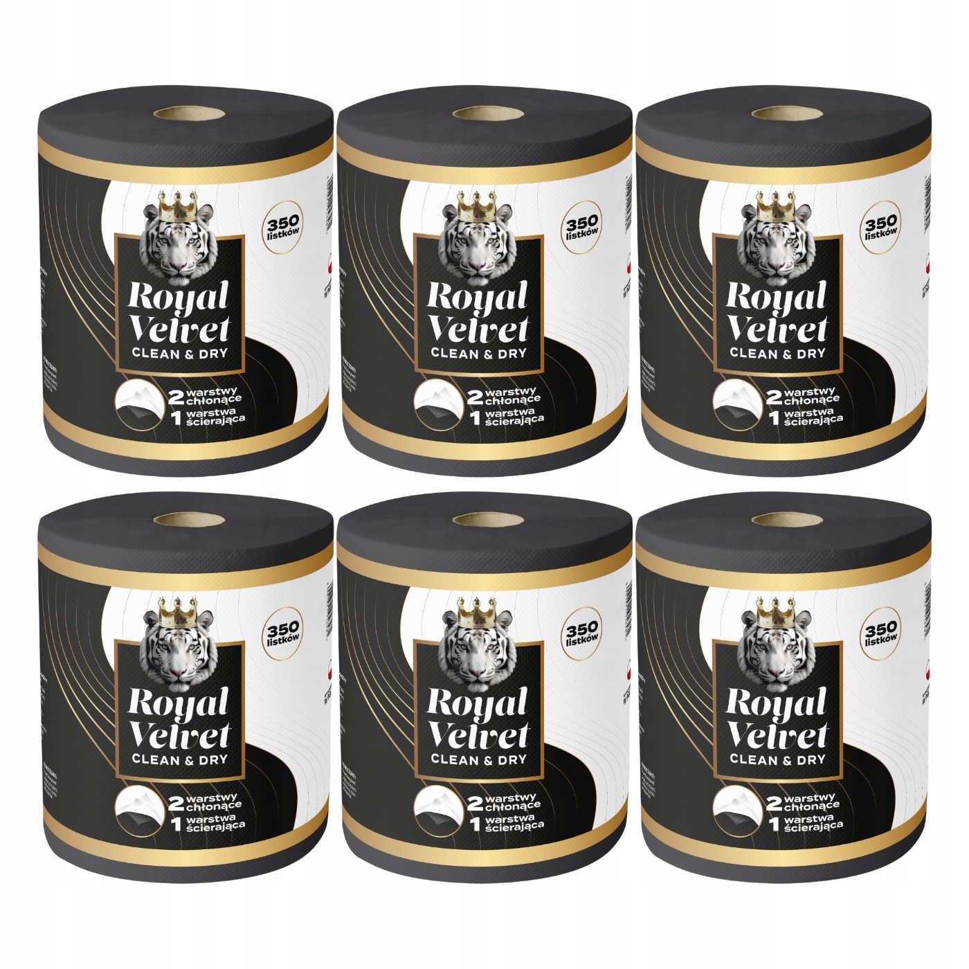 Levně Papírový ručník Premium 3-vrstvý 350 listů 70 m Moon Royal Velvet x6