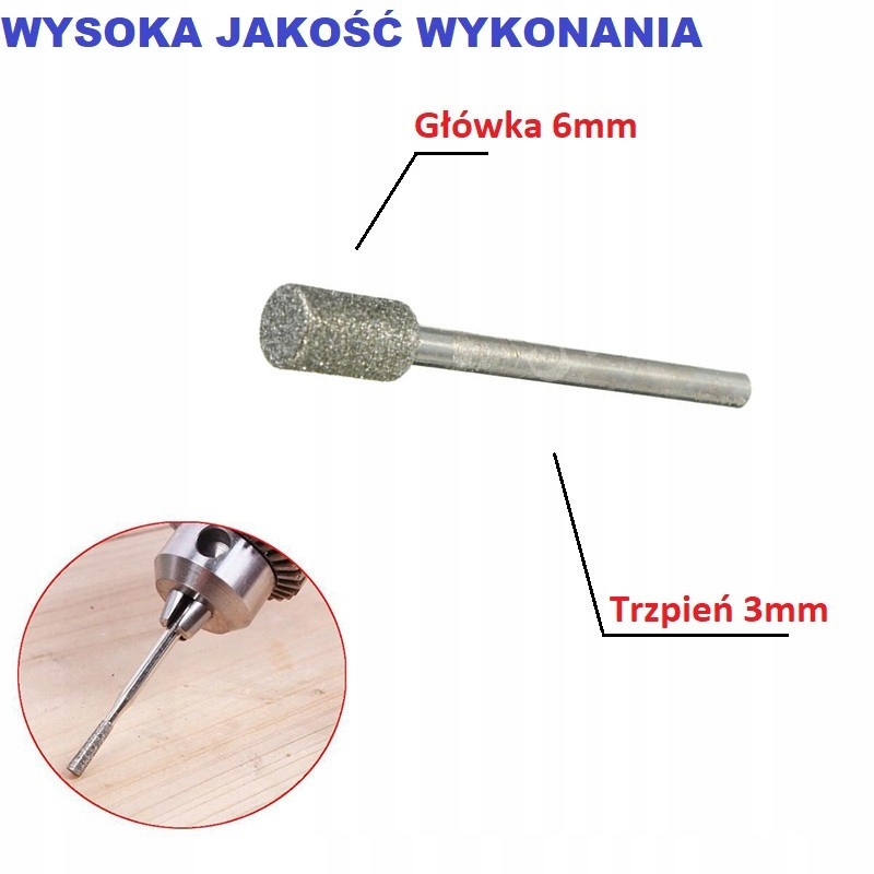 

Frez Walcowy diamentowa, ściernica 6 mm