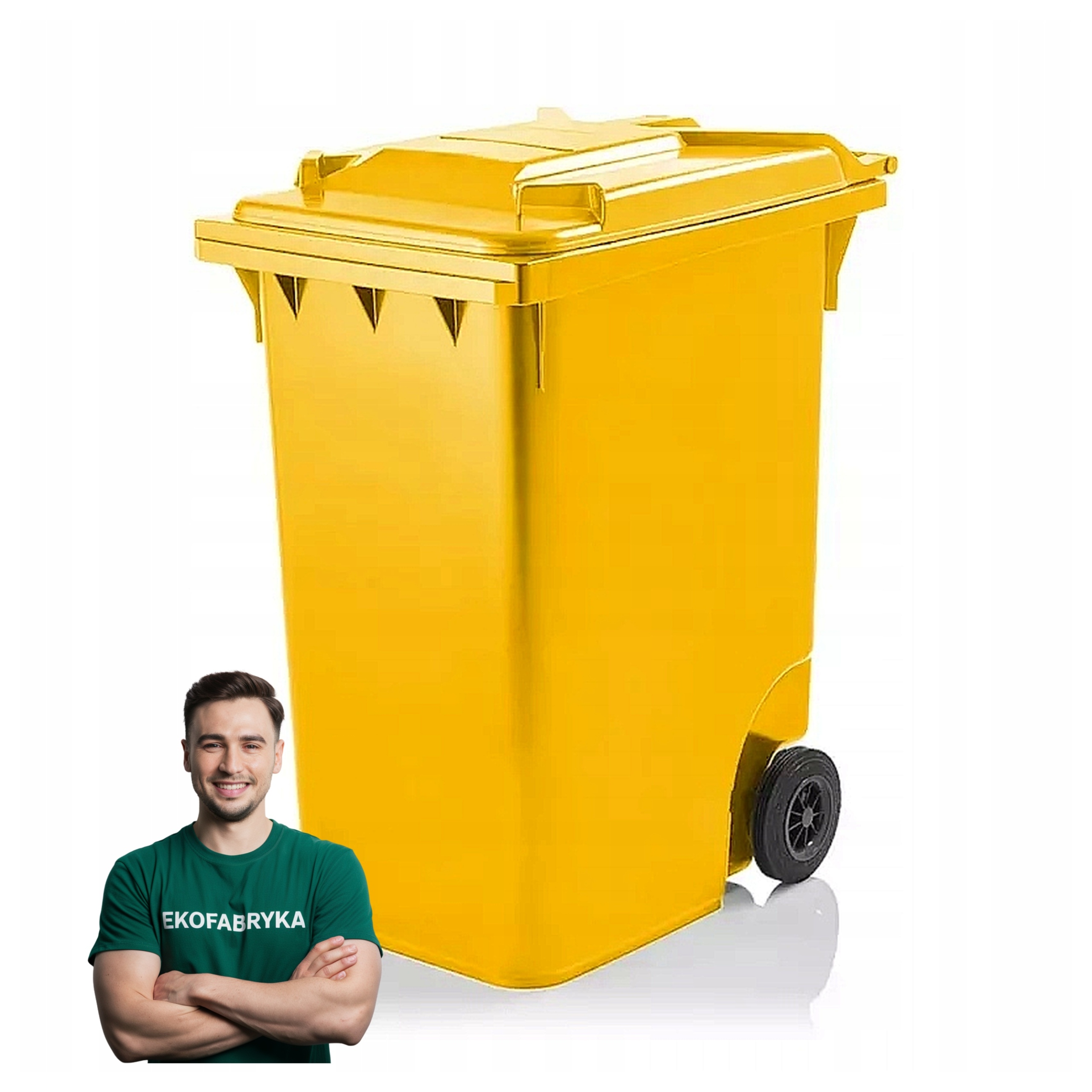Kontener Żółty 360L Metale i tworzywa sztuczne Plastik Kosz na kołach Duży