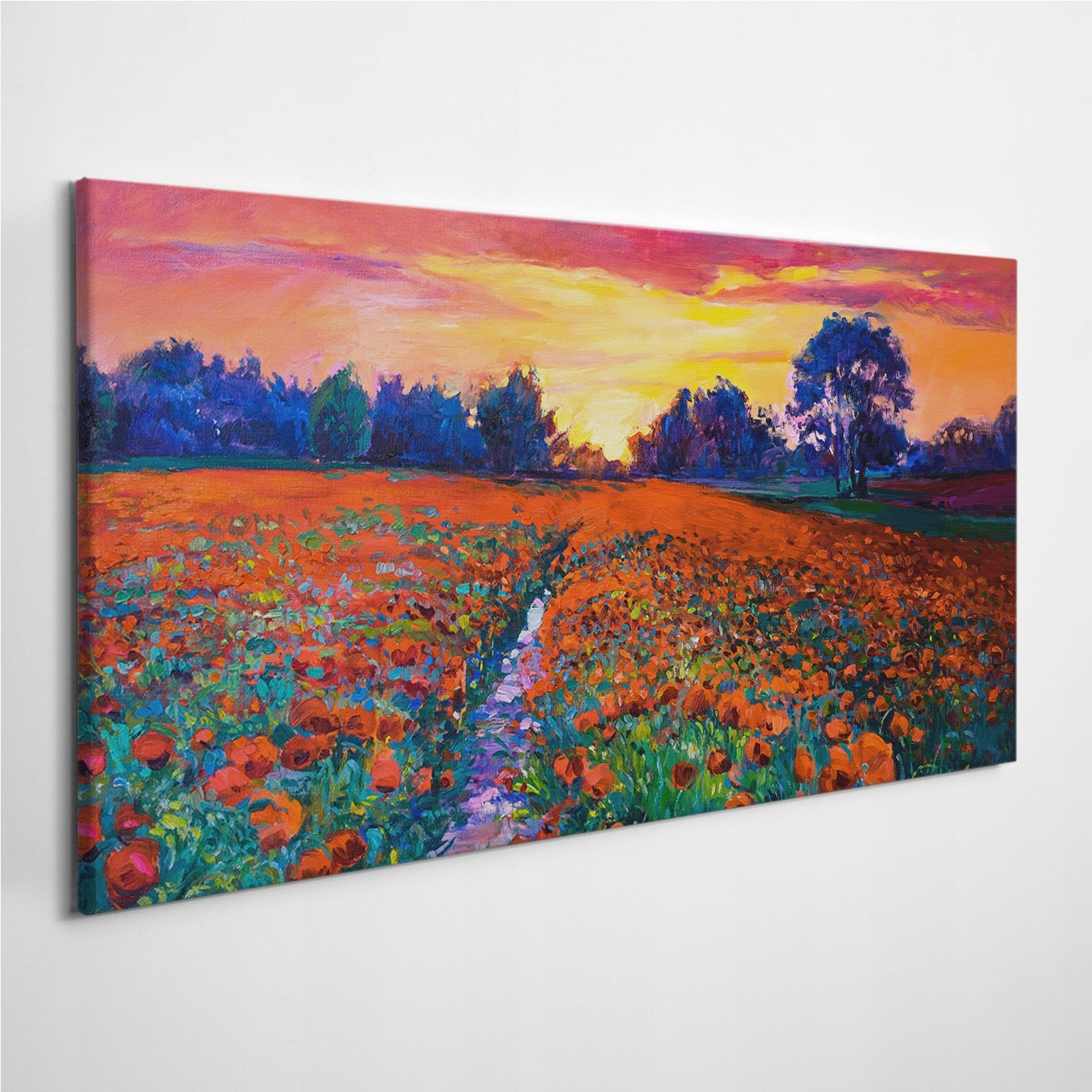 

Fotoobraz na ścianę Łąka Las Zachód Słońca 100x50