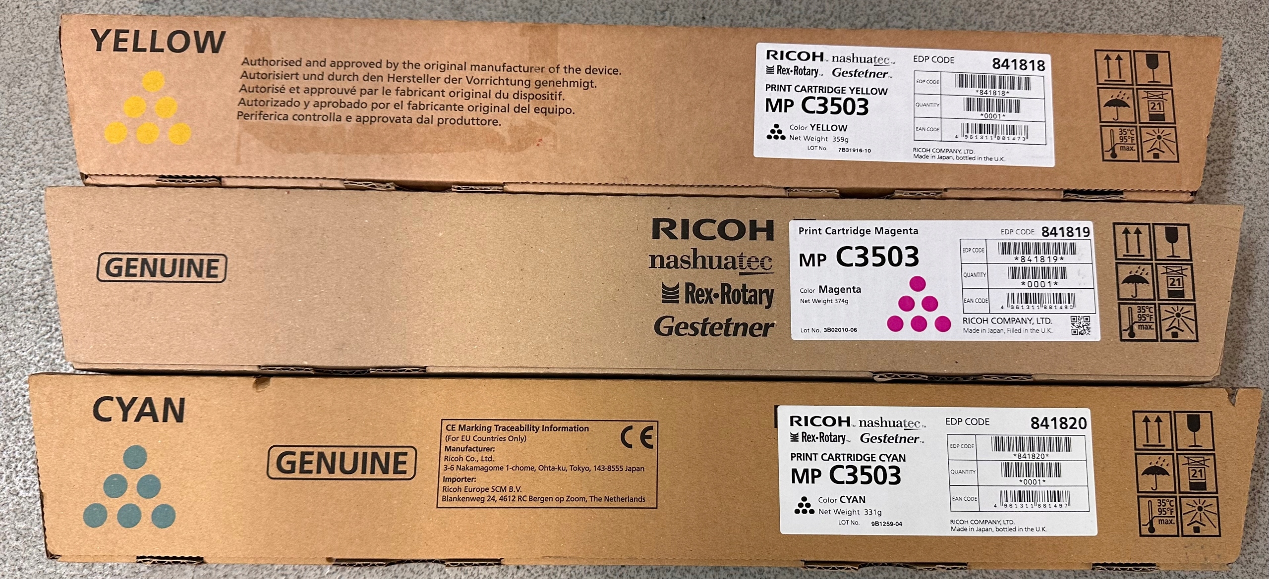 Toner Ricoh Mp C3503 Cyan Originál 841820