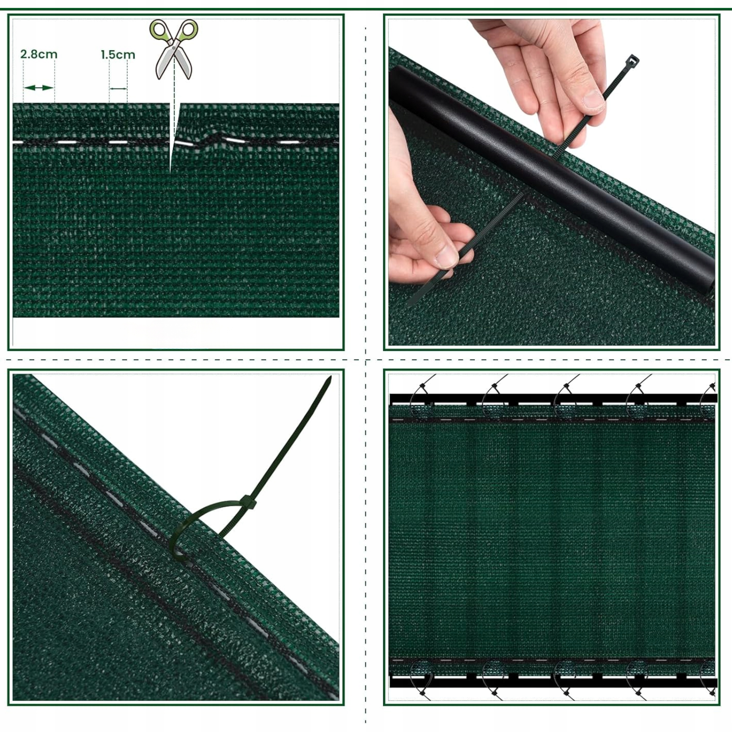 SIATKA CIENIUJĄCA 1,5x50m MASKUJĄCA 140g/m2 OSŁONA NA OGRODZENIE PŁOT UV5% Kształt Prostokątny