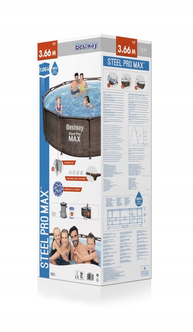 Basen Stelażowy 366x100 Bestway 56709 Długość 366 cm