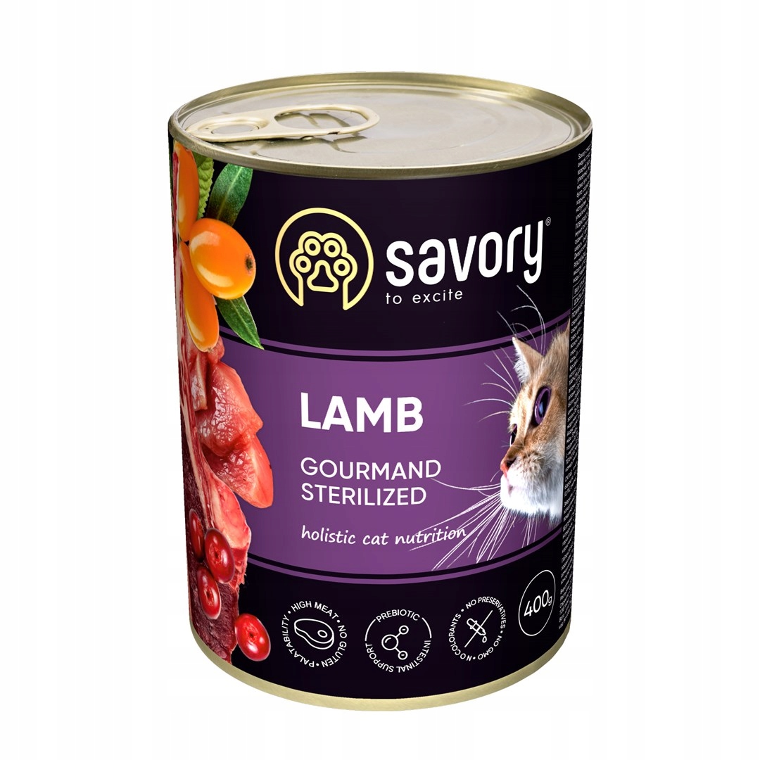 Levně Savory mokré krmivo pro kočky sterilised jehněčí 12x400 g