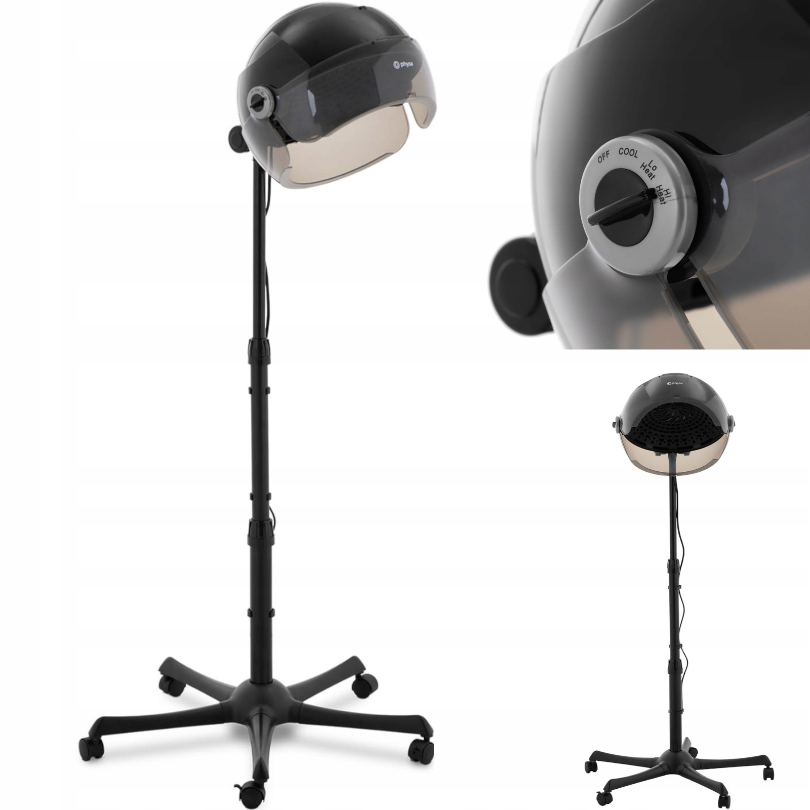 Kadeřnický vysoušeč vlasů s kolečky 1650 W, černý