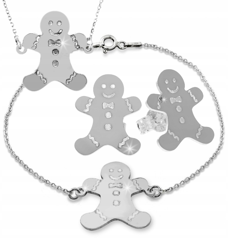 Vánoční Stříbrný Set Perníkový Panáček Perníček