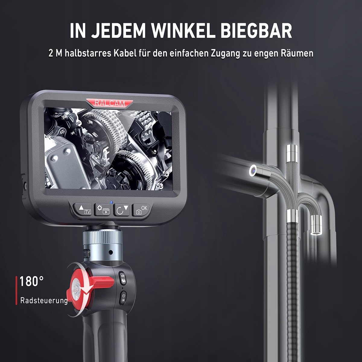 RALCAM Kamera Endoskopowa 8,5mm 4,3" HD 1080P IP67 Wodoodporna 2M Kabel — miniatura 2