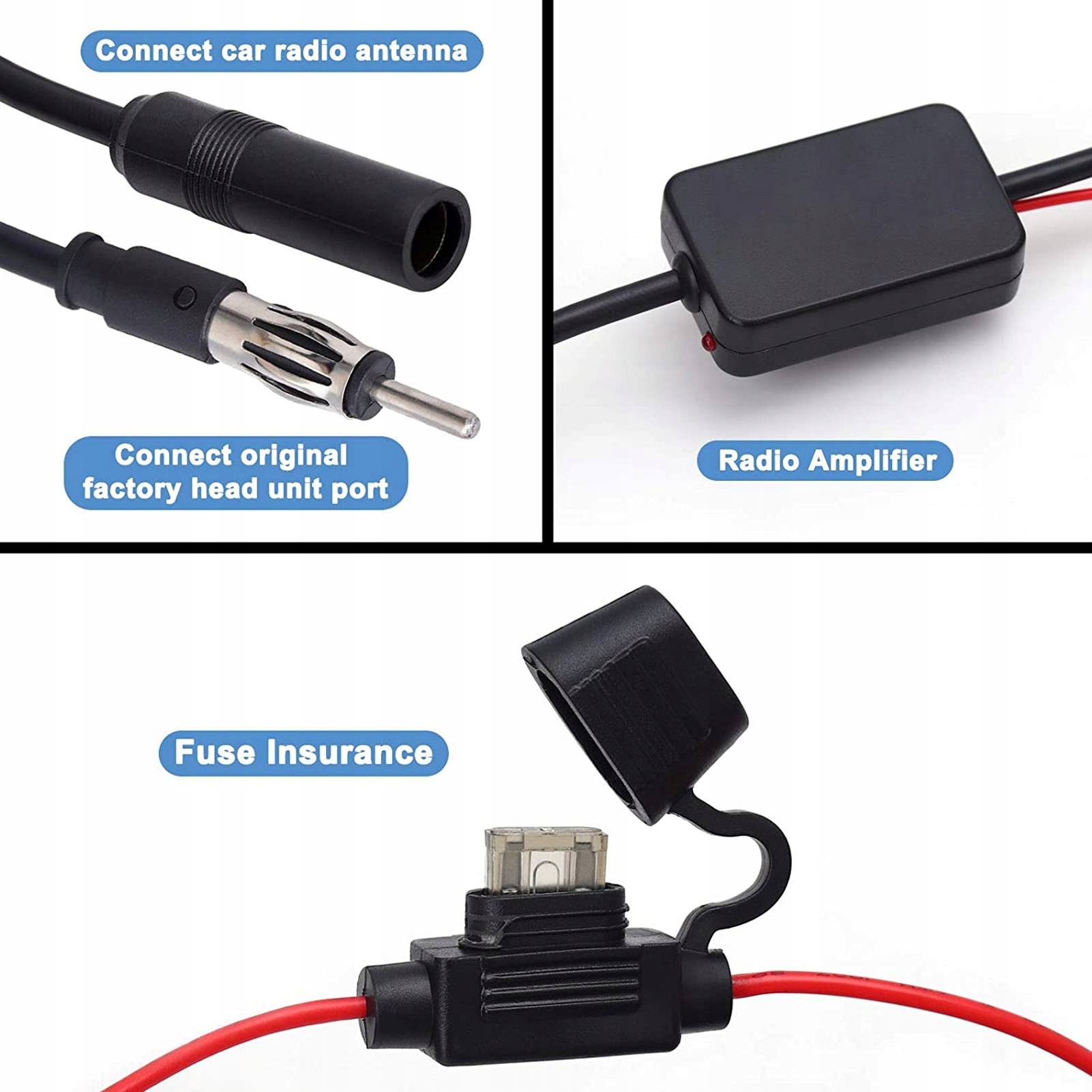 WZMACNIACZ ANTENOWY SYGNAŁU FM RADIO 12V 25DB Marka bez marki