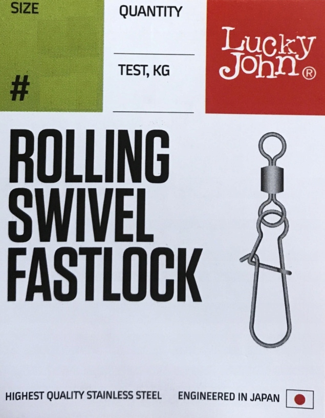 Agrafka z krętlikiem Lucky John Rolling Swivel Fastlock nr.14 4kg 10szt.