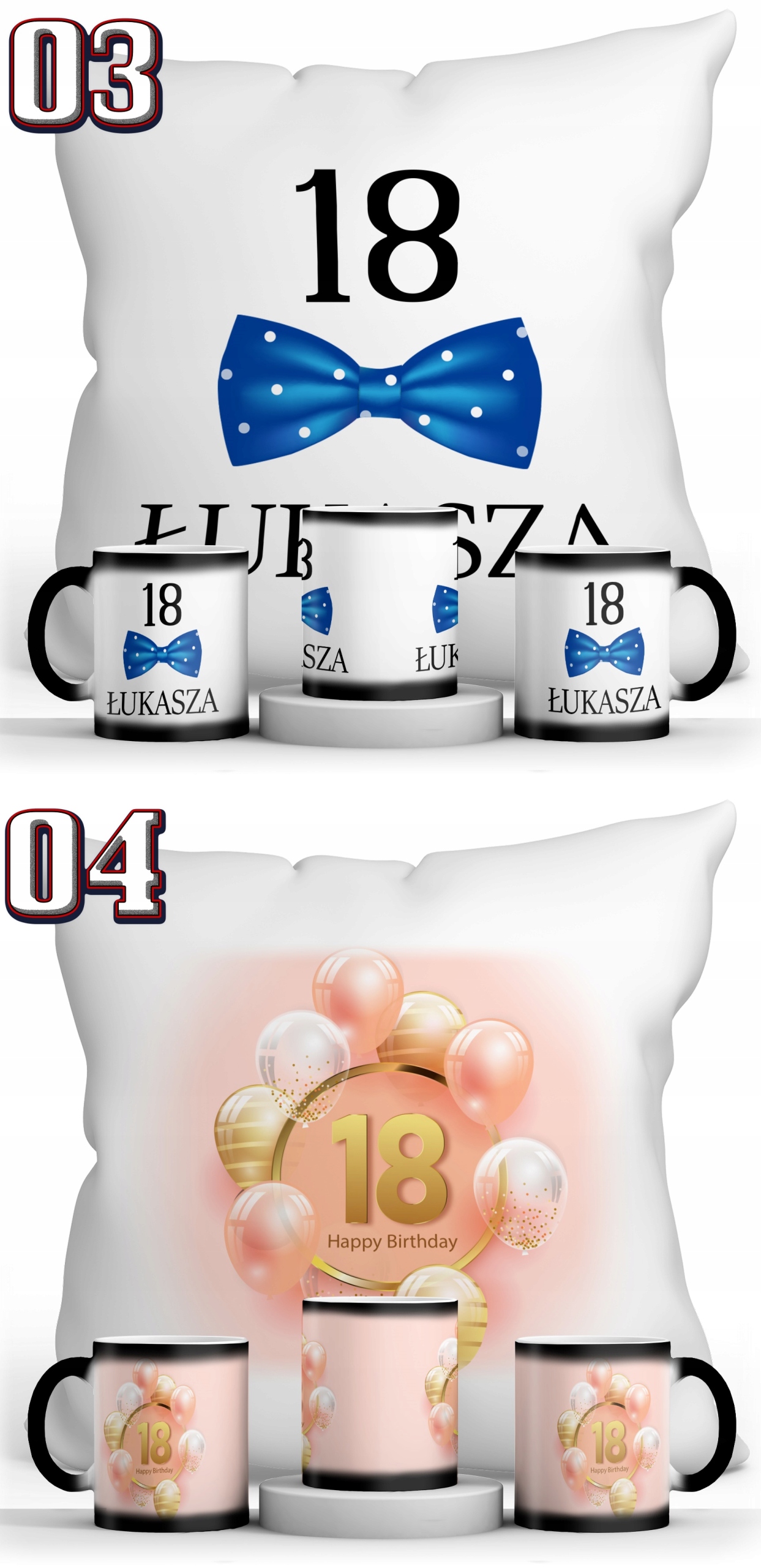 ZESTAW NA 18 URODZINY MAGICZNY KUBEK + PODUSZKA Pojemność 330 ml