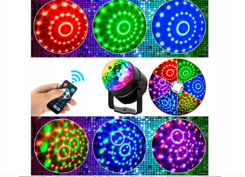 KULA DYSKOTEKOWA LED DISCO RGB PROJEKTOR + PILOT Kod producenta KX129669