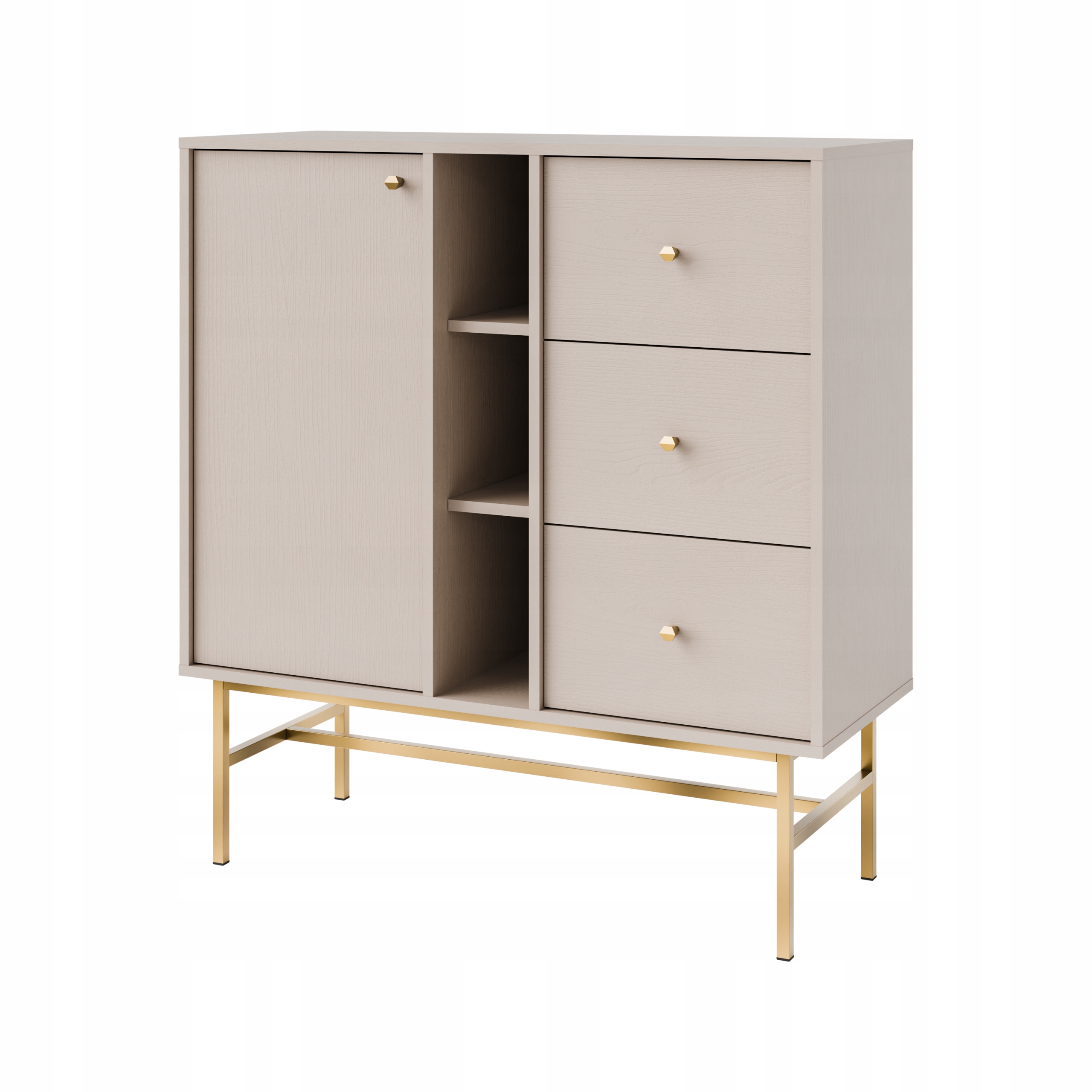 Komoda s zásuvkami do obývacího pokoje Sakai 3 1F 3S T824 Béžová
