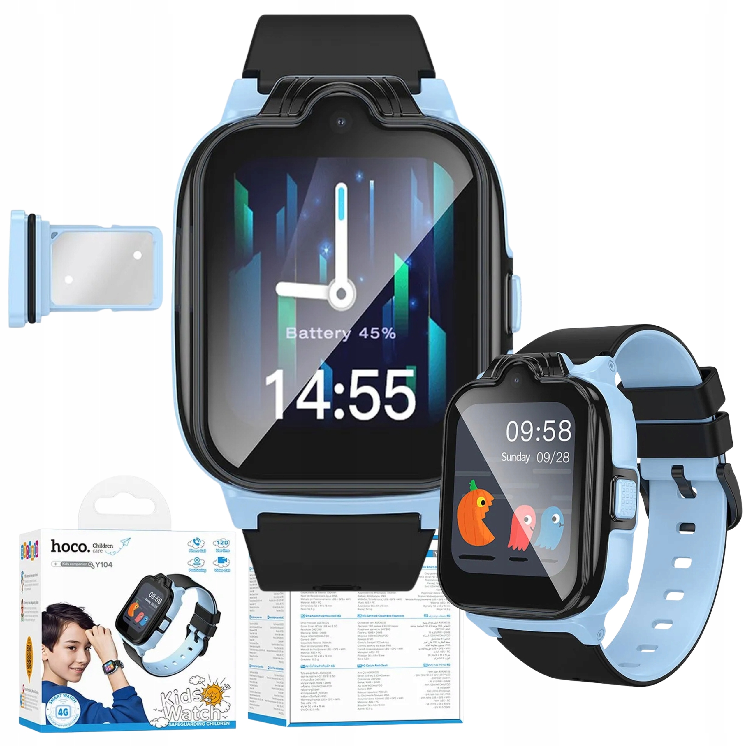 Chytré Hodinky pro děti Hoco 1,69" 4G Gps s funkcí volání Y104 modré