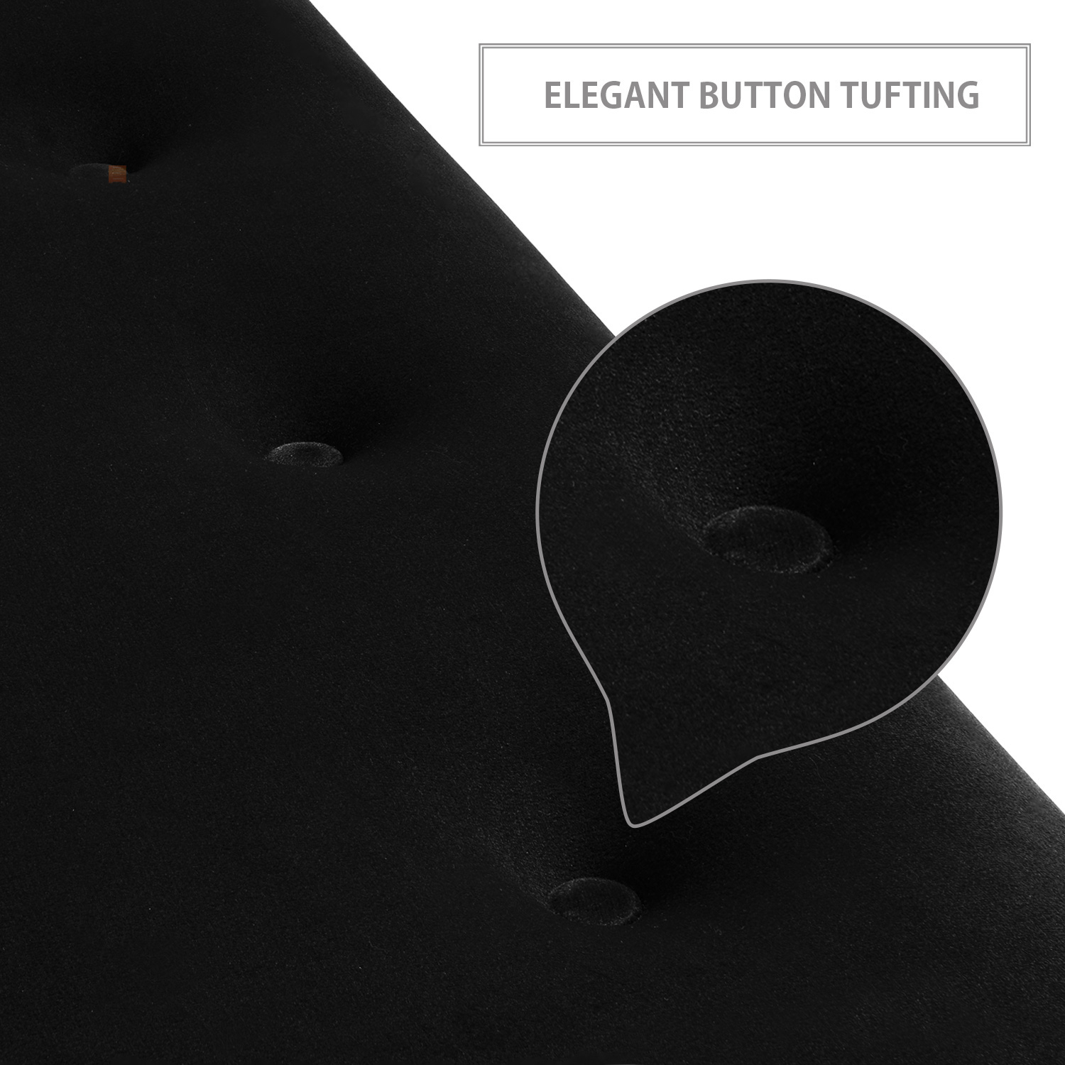 Ławka tapicerowana pikowana siedzisko chesterfield PRUDHOMME BL - czarna Głębokość mebla 41.5 cm