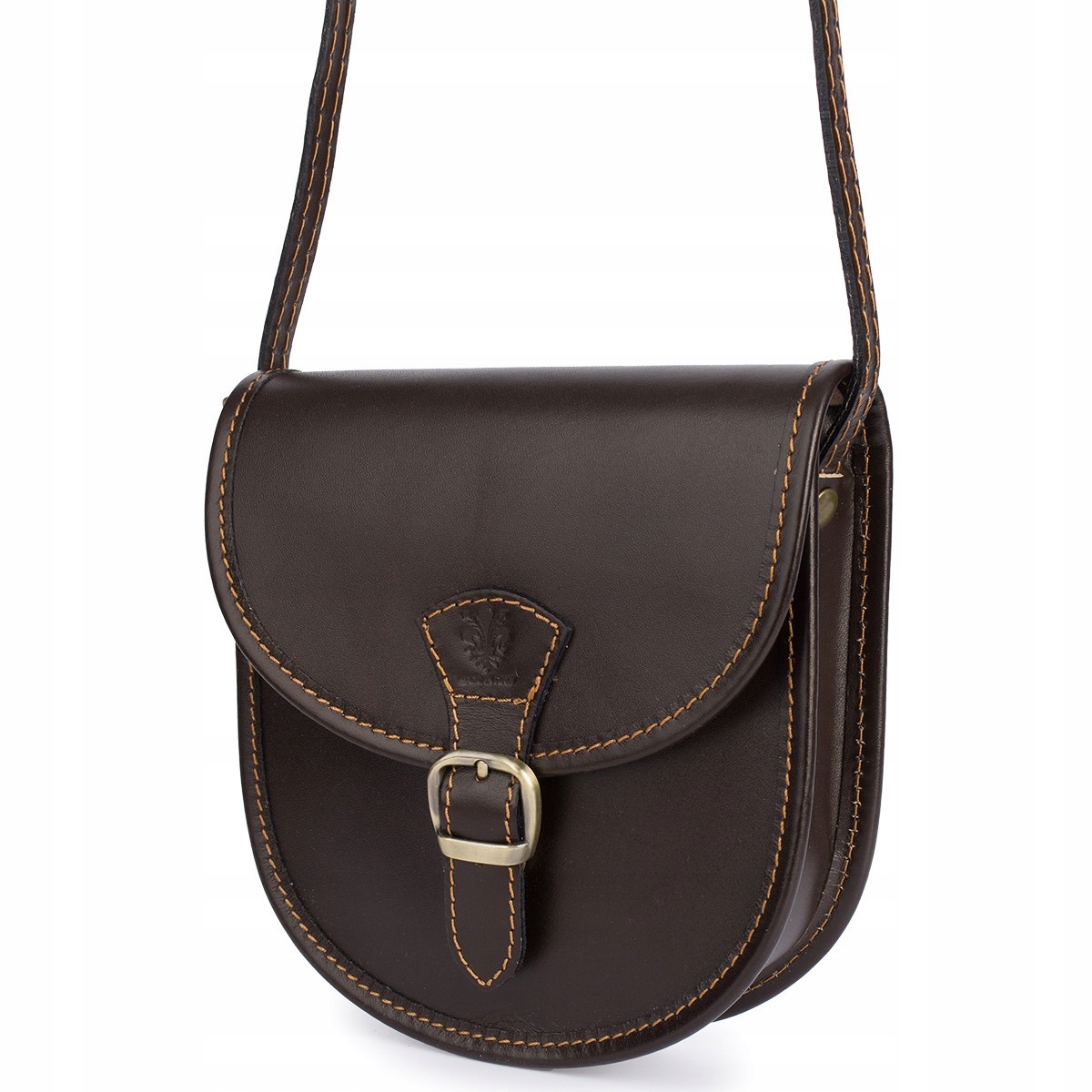 Tmavě hnědá Beltimore dámská kožená malá kabelka Přes Rameno podkova