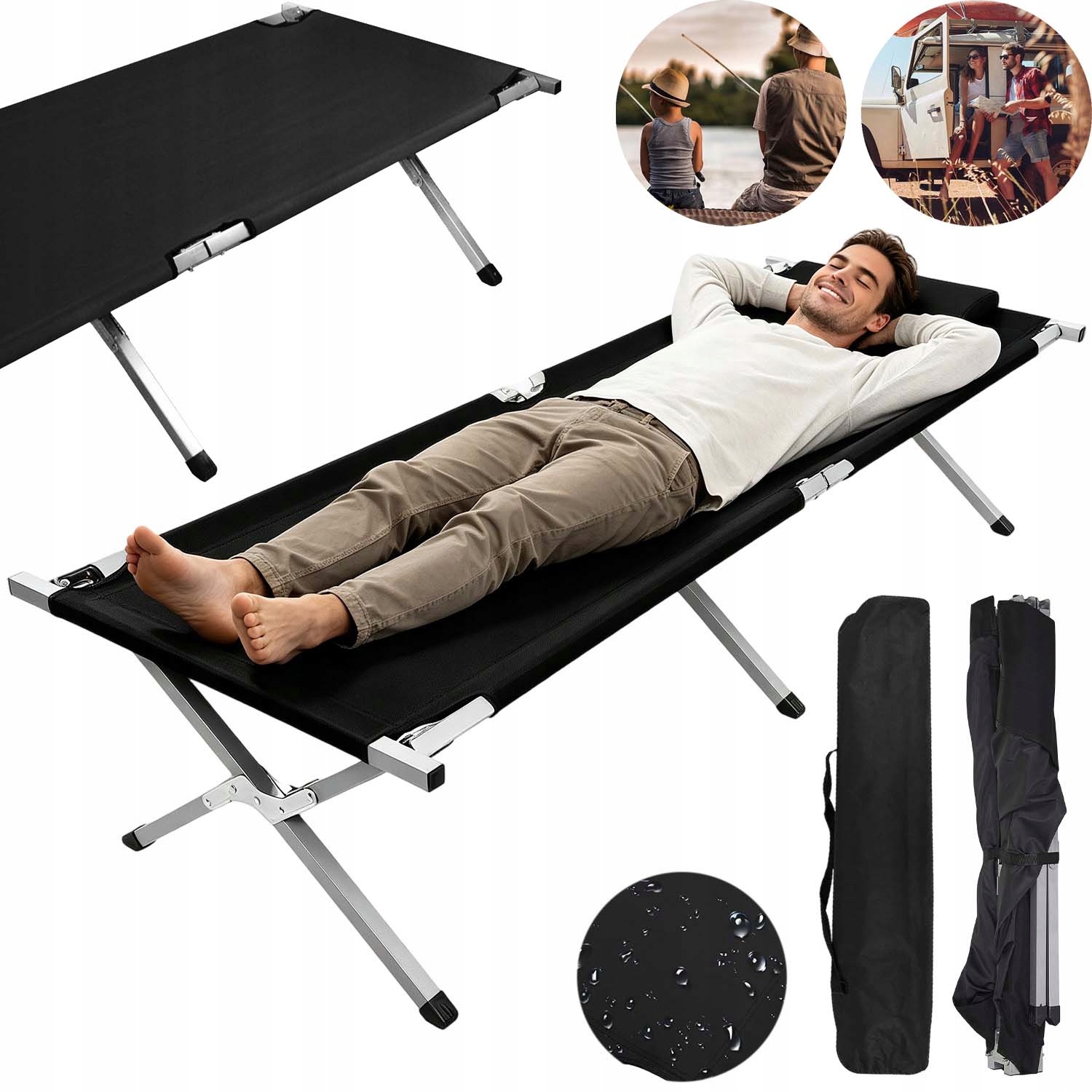 Skládací Kempingová Postel Turistická Nastavitelná 189 X 70 CM Do 130 Kg
