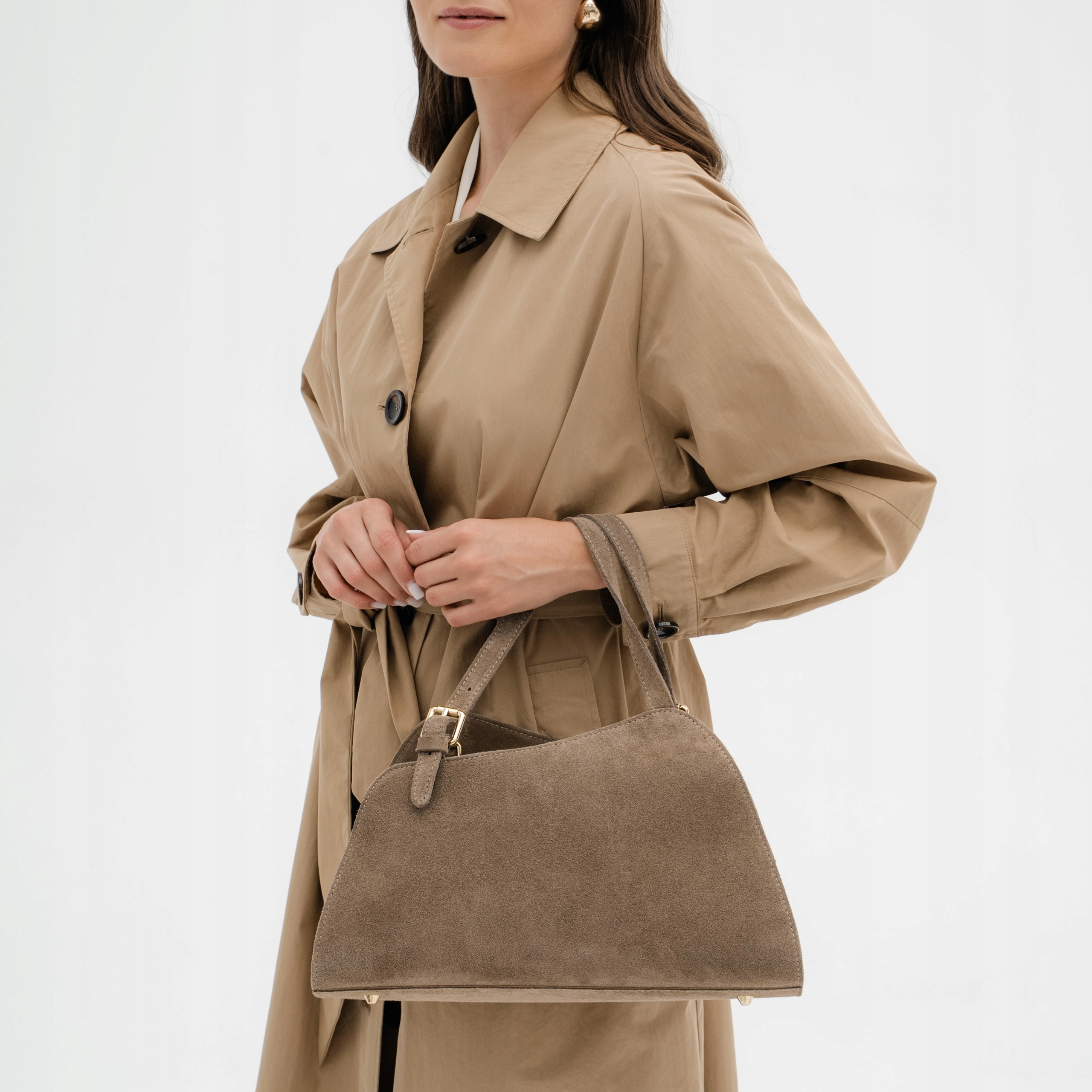 Dámská kabelka Luana-M ze semiše v barvě cappuccino