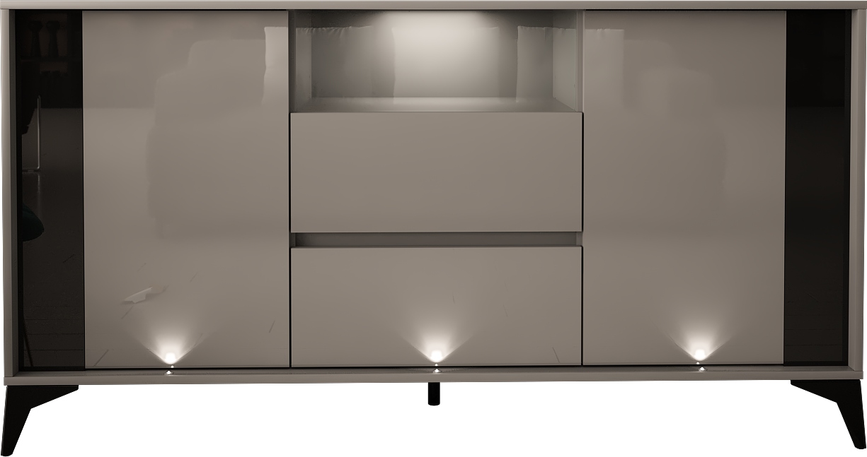 Komoda szafka EVEL 03 szary połysk + LED MEG