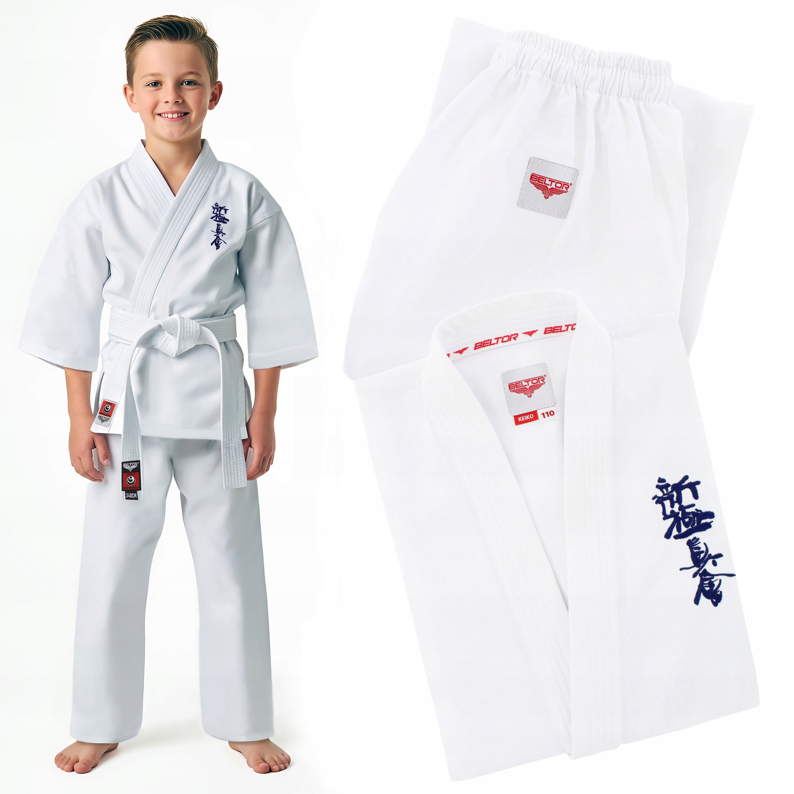 Beltor Kimono Karate Shinkyokushin Karatega Keiko Z Haftem 120 cm Polskie