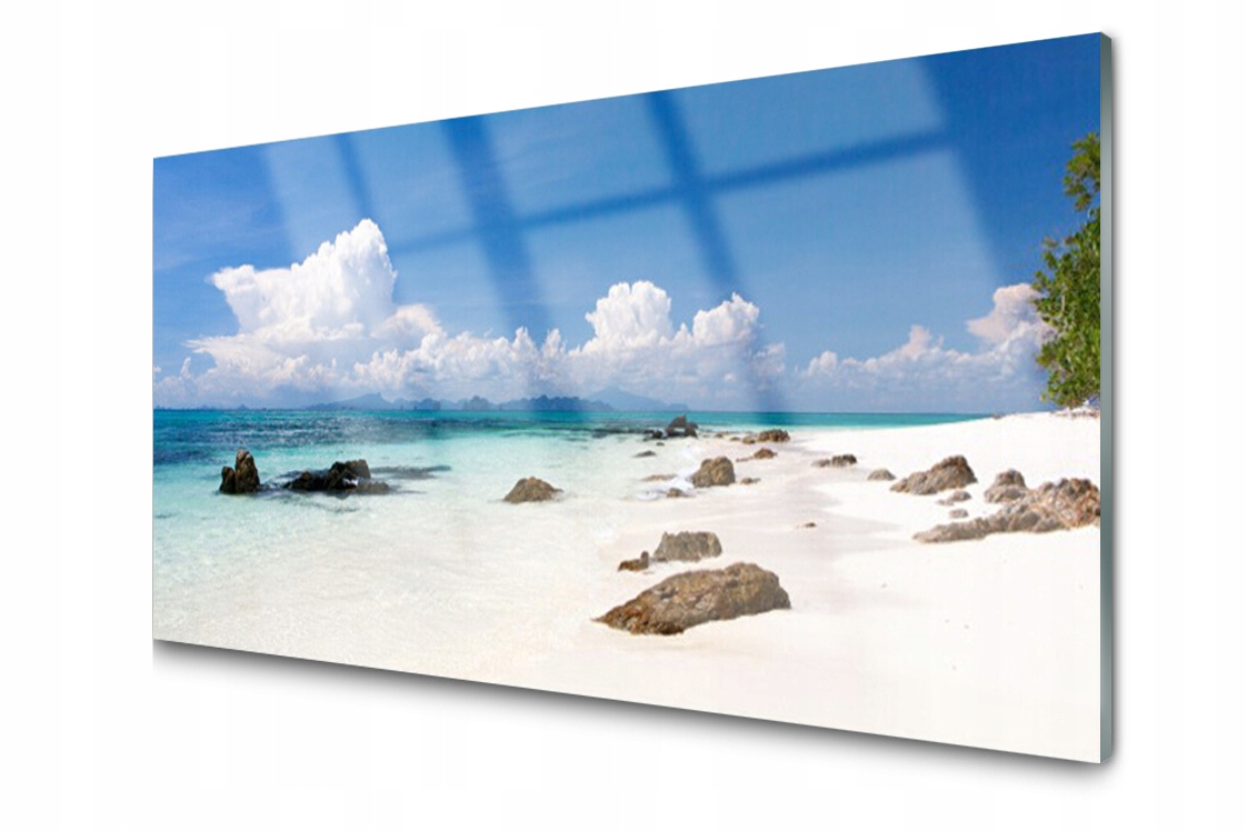 

Panel szklany Płytka Dekor Plaża 120x60 + Klej
