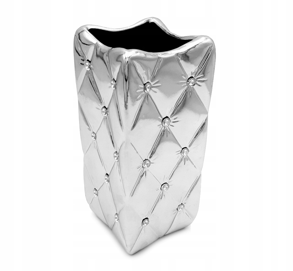 Srebrny duży wazon glamour z kryształkami pikowany EAN (GTIN) 5900291116655