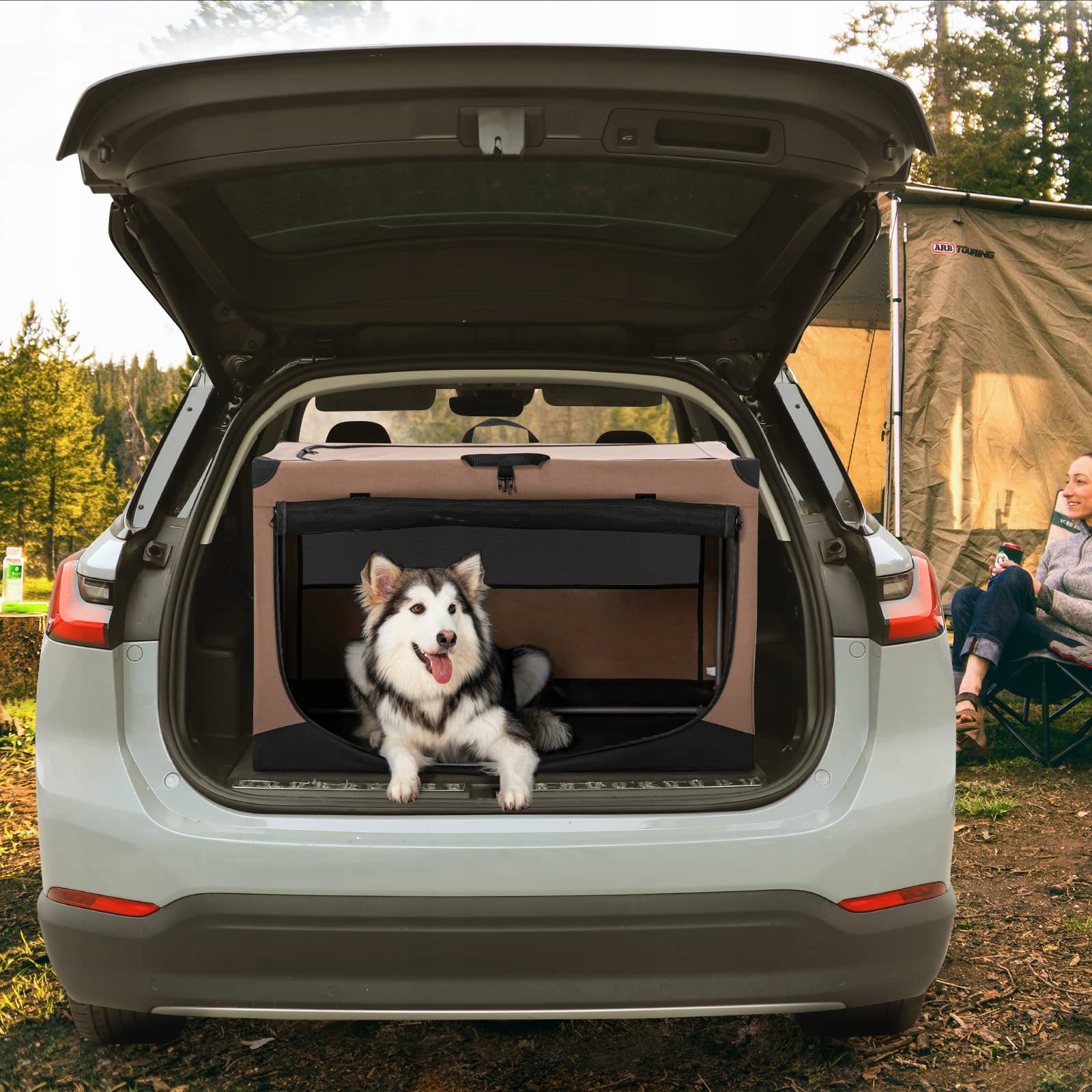 PETSFIT Składana Budka Dla Psów XL Regulowana Łatwa W Transporcie Khaki — miniatura 9