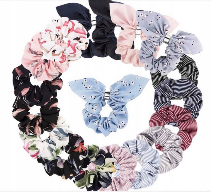 

Gumki Scrunchies Frotki Zestaw Kokardka Do Włosów