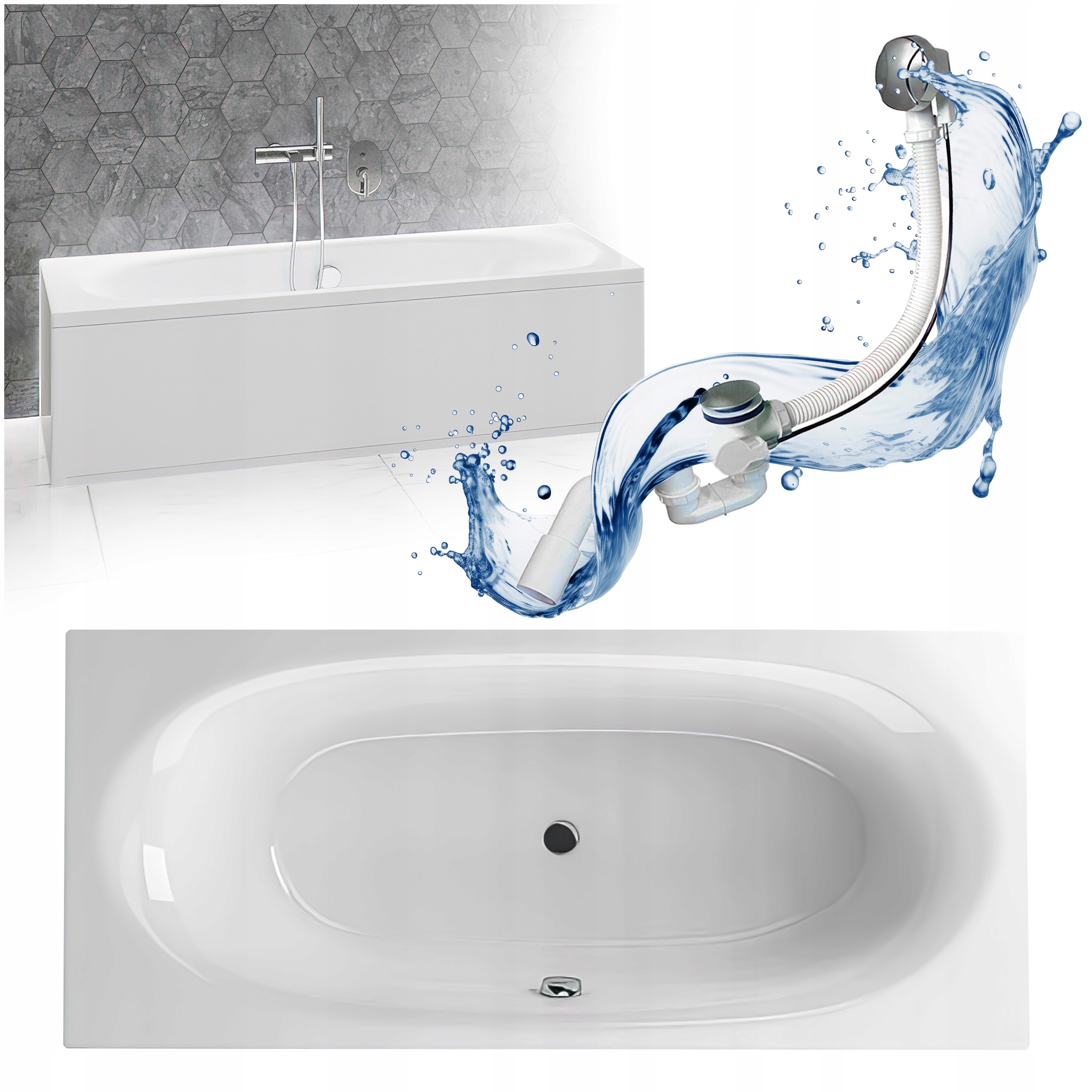 Obdélníková vana Sofa 180x80 s krytem a sifonem