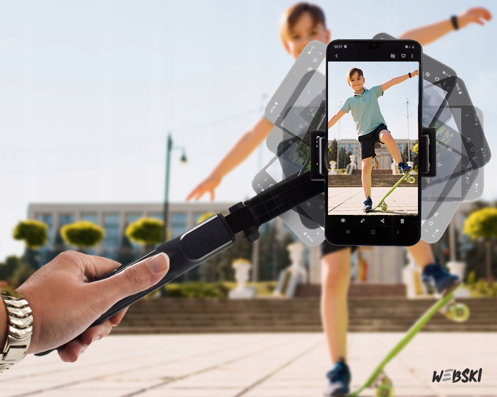 SELFIE STICK GIMBAL STABILIZATOR STATYW NA TELEFON Z PILOTEM BLUETOOTH Łączność bezprzewodowa