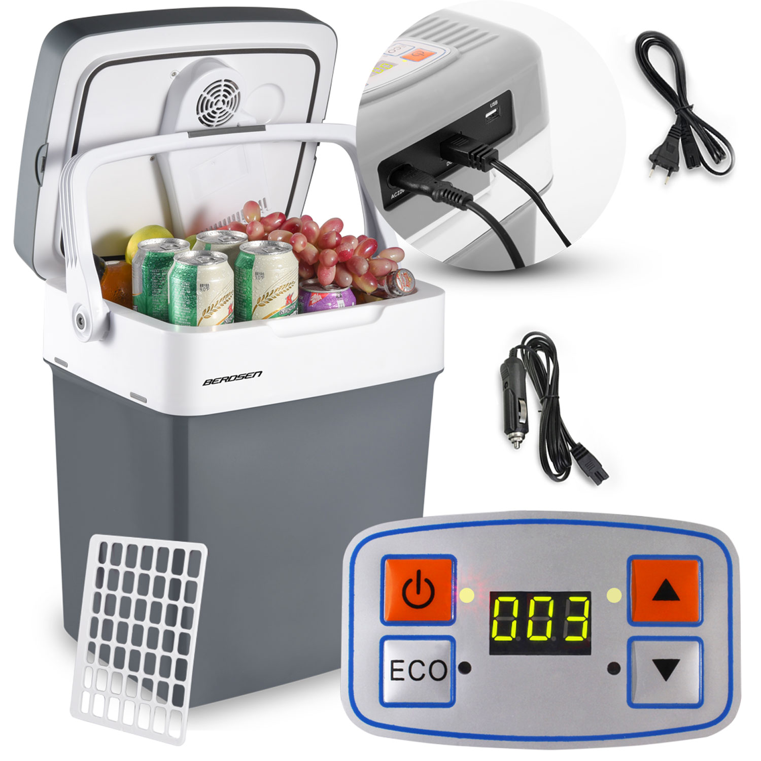 Lodówka Turystyczna Samochodowa Z Funkcją Grzania Berdsen 12V/230V Usb 32L
