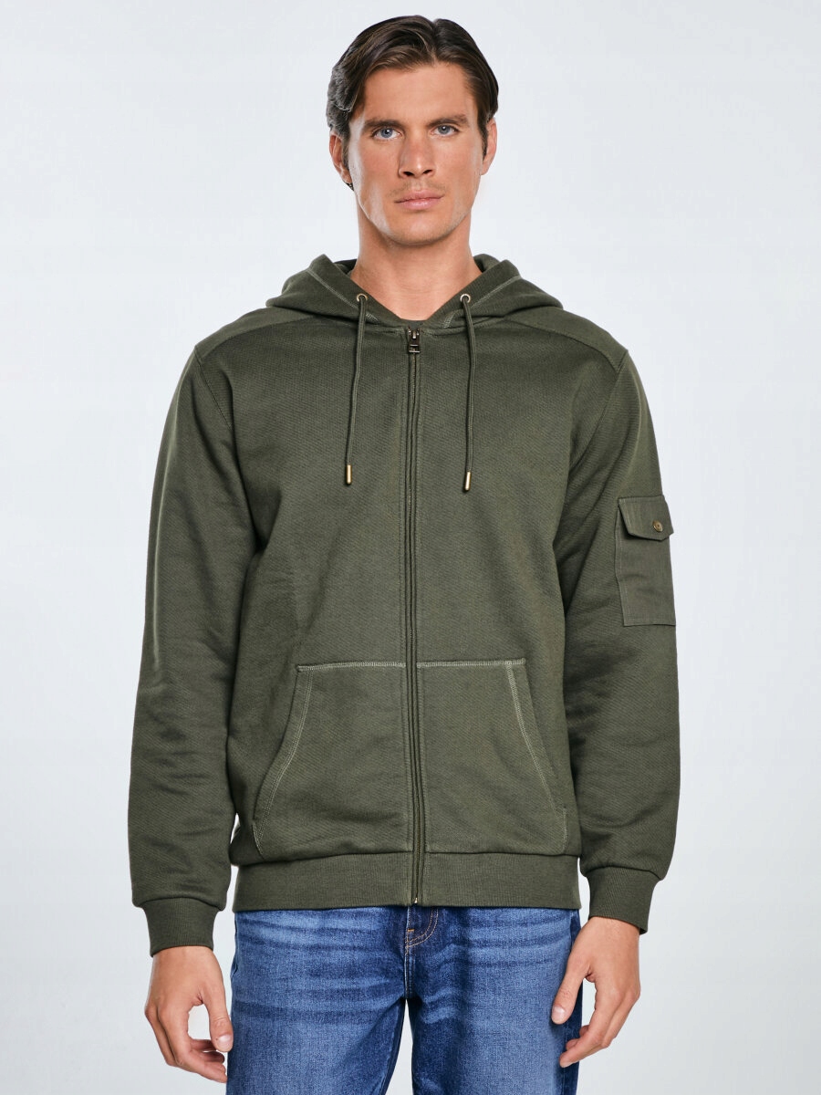 Big Star Pánská rozepínací mikina s kapucí khaki Jagmur 303 S