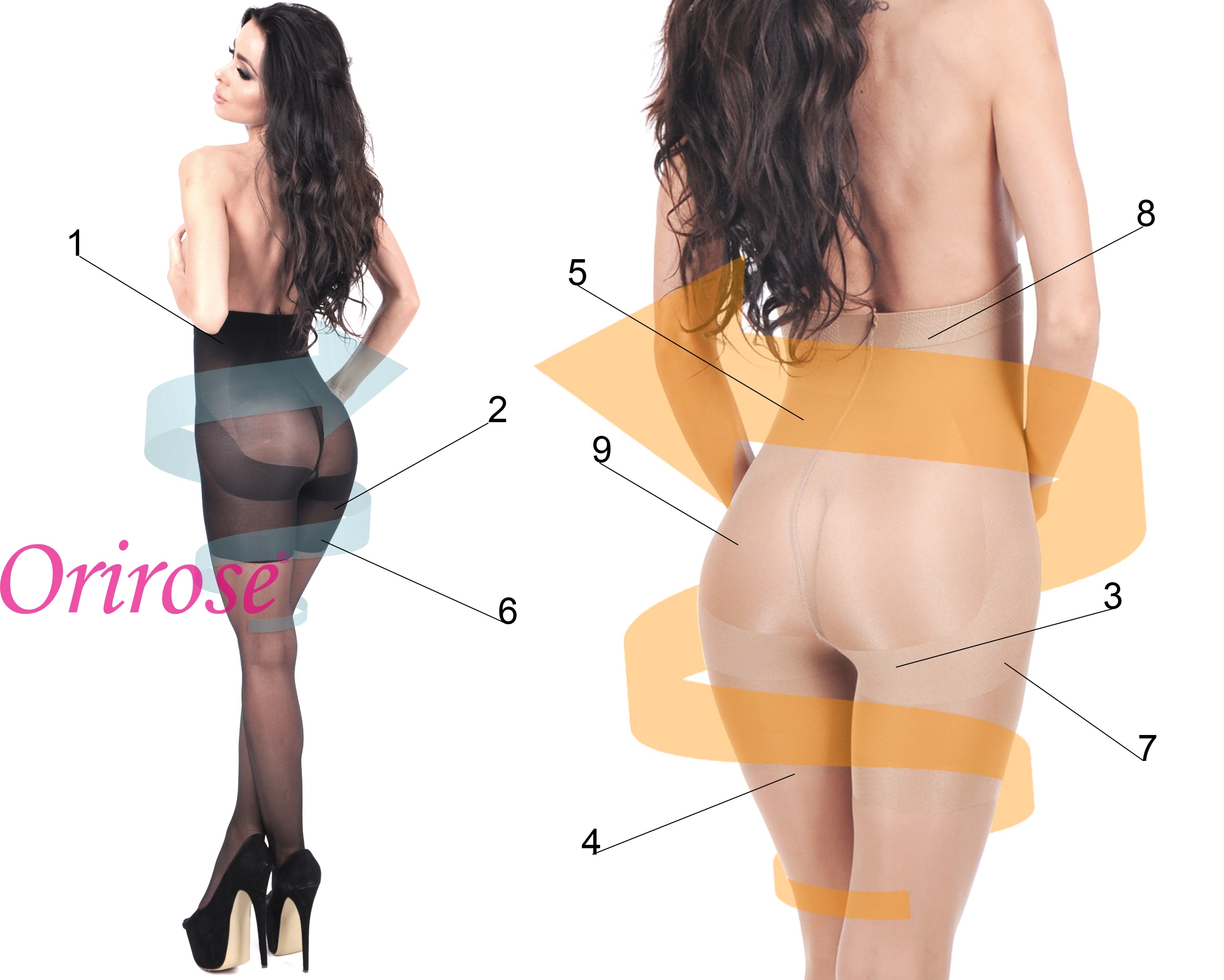 Orirose Rajstopy WYSZCZUPLAJĄCE brzuch modelujące pośladki uda PUSHup SIZE+ Marka Orirose