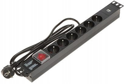 Listwa zasilająca 6 gniazd Schuko PD-6/R-USB