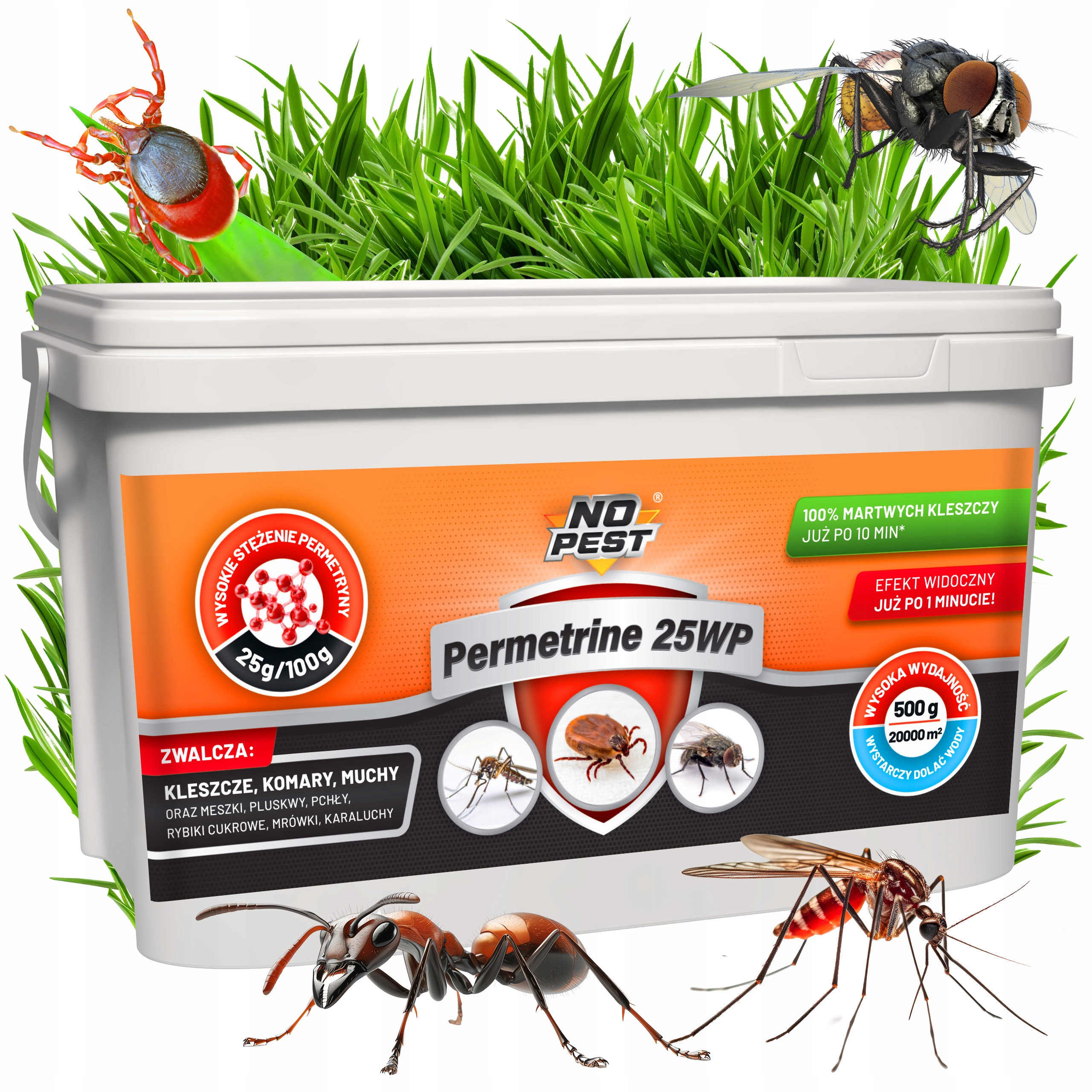 Oprysk Na Kleszcze Komary Muchy Ćmy Proszek Preparat Środek 500G Permetryna